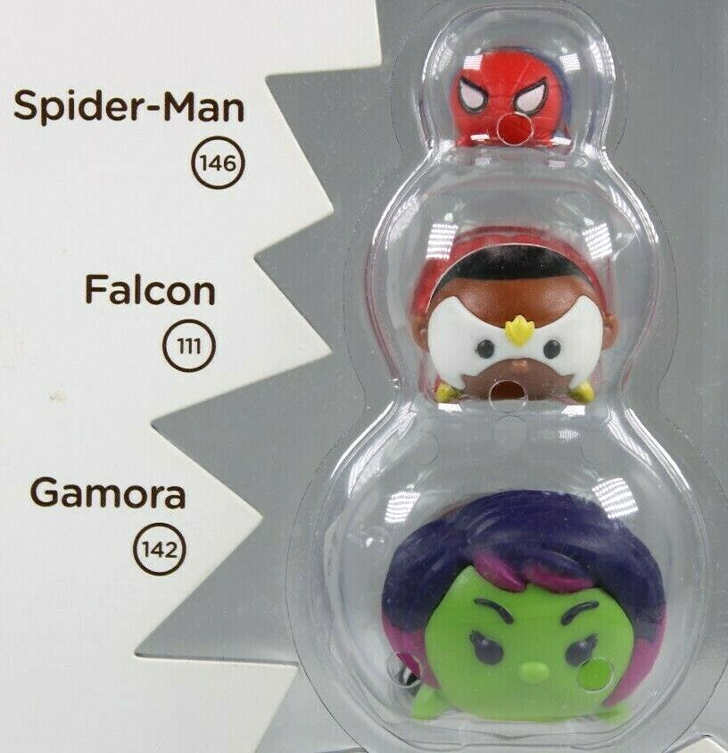 MARVEL TSUM TSUM SERIES 1 GAMORA, FALCON, SPIDER-MAN FIGURES 3 PACK 2016 SEALED