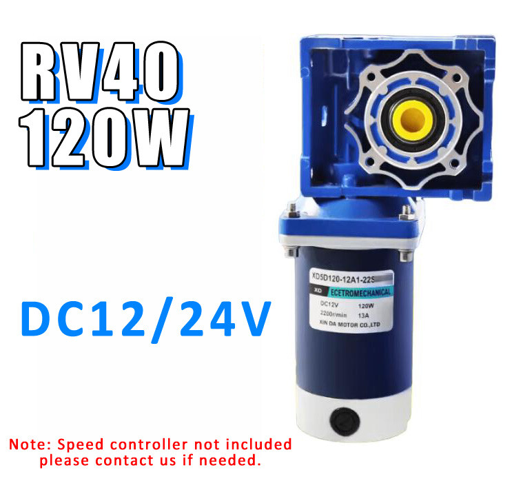 120W RV40 DC 12V/24V High Torque Worm Gearbox Electric Motor with Gear Reducer for Efficient Power Transmission