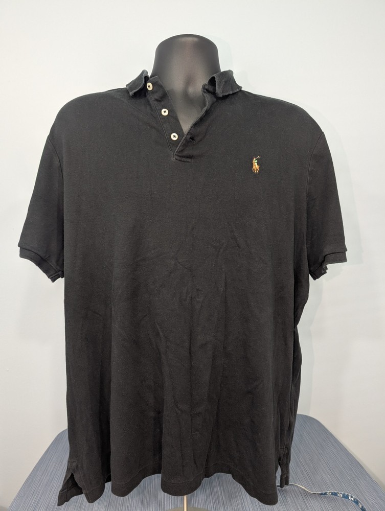 Polo Ralph Lauren Short Sleeve Polo Shirt Black Mens XL Soft