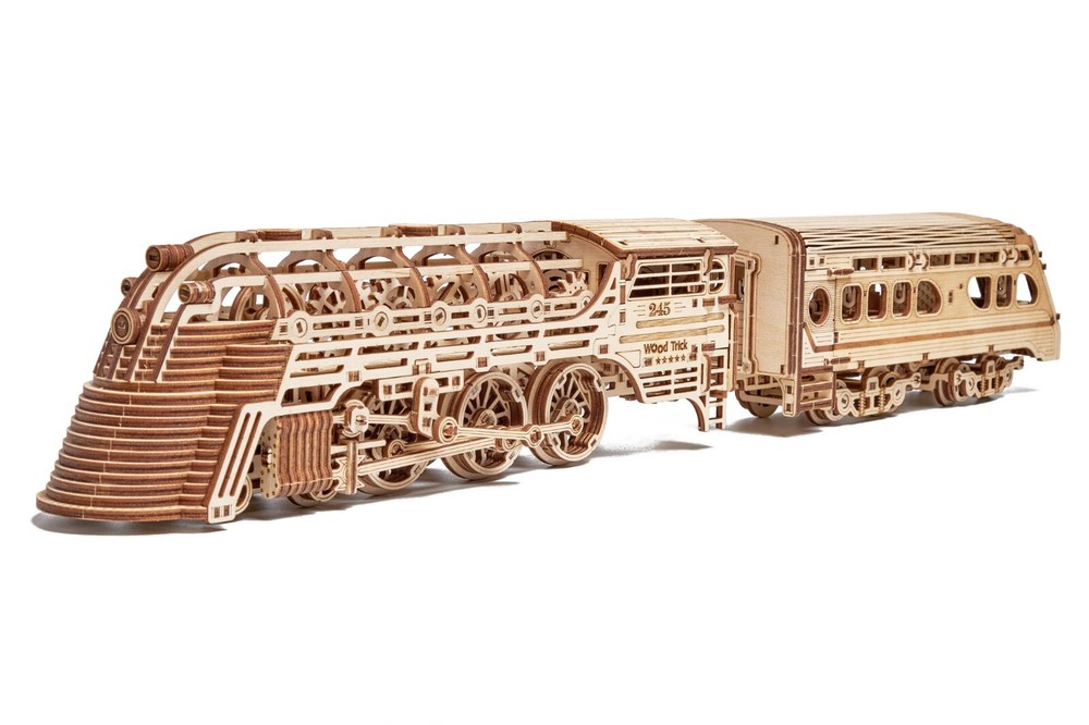Wood Trick Atlantic Express Train Wooden 3d Mechanical Model Kit Puzzle DIY Toy