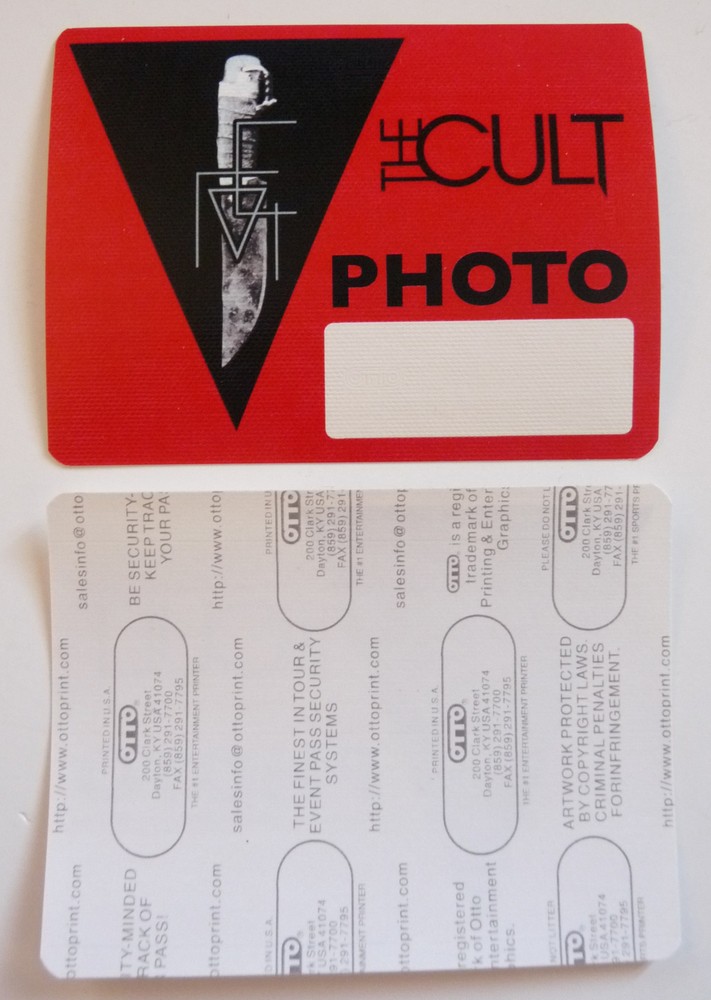 The Cult Concert Tour Red Photo Backstage Pass D7