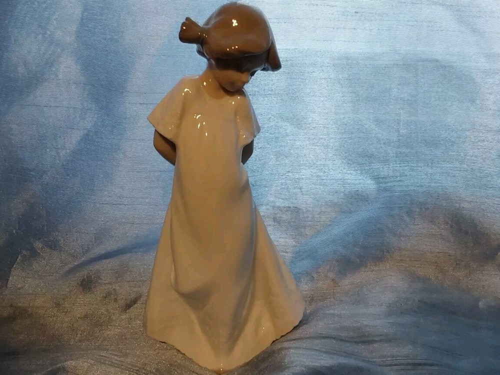 NAO by Lladro So Shy Girl in White Dress