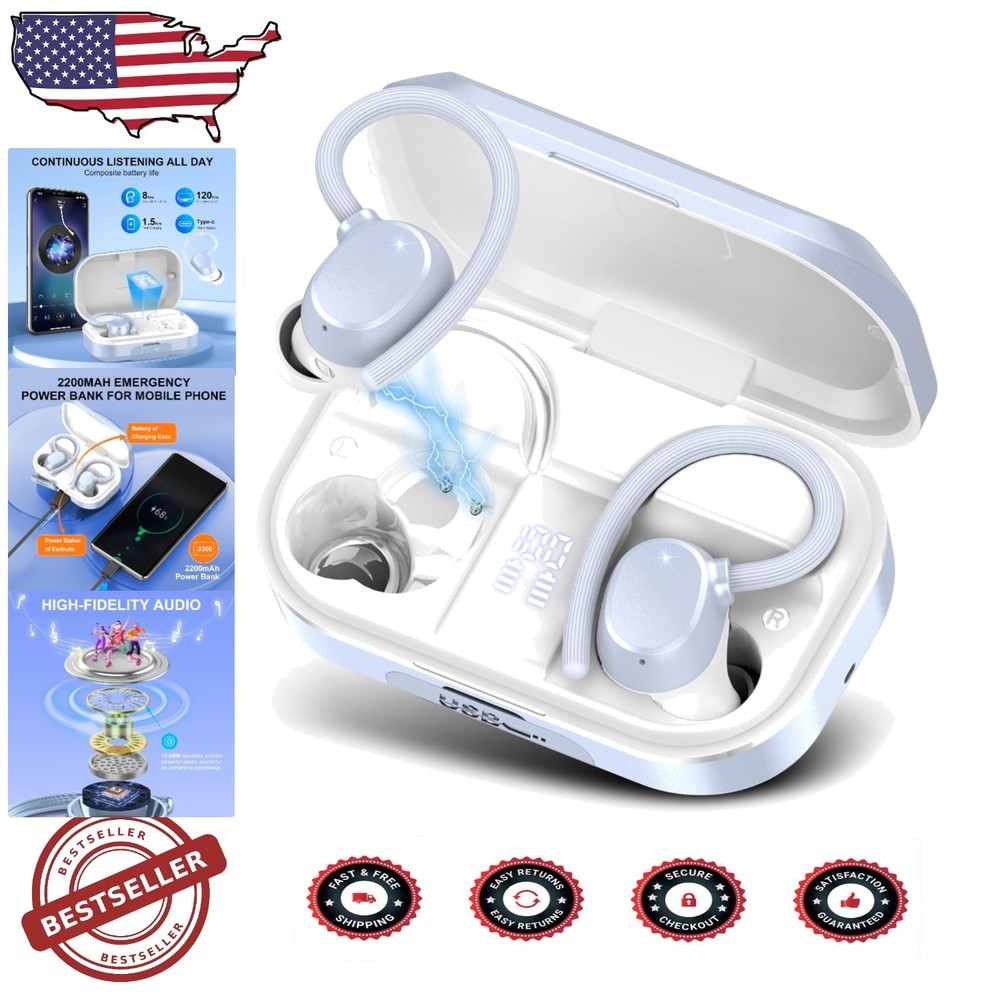 HiFi Stereo Wireless Earbuds with Deep Bass, Ergonomic Fit & 120hr Playtime