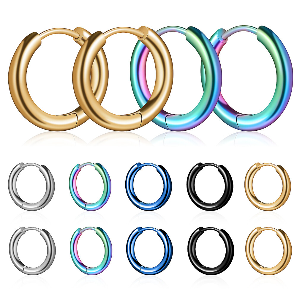 5 Pairs Rings for Women Gold Hoops Earrings Daily Wear Man Miss
