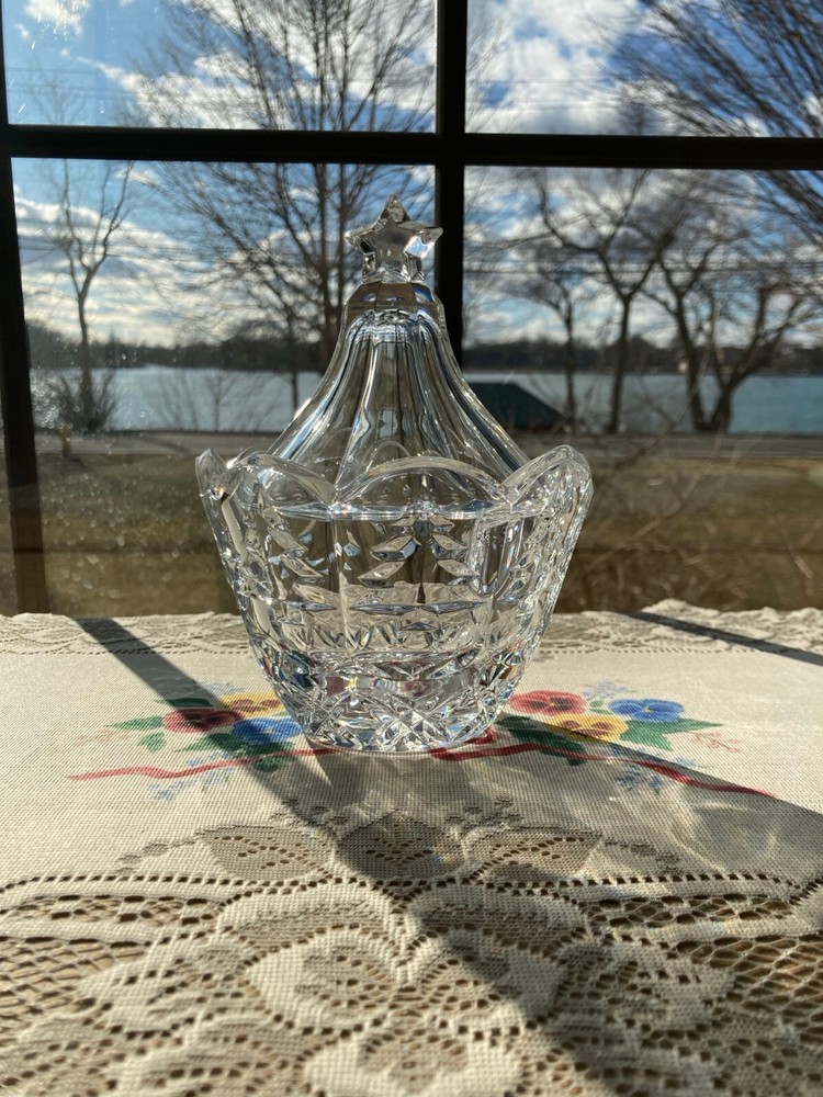 Crystal Clear Industries 24% Lead Crystal Christmas Tree Lidded Box Made in USA