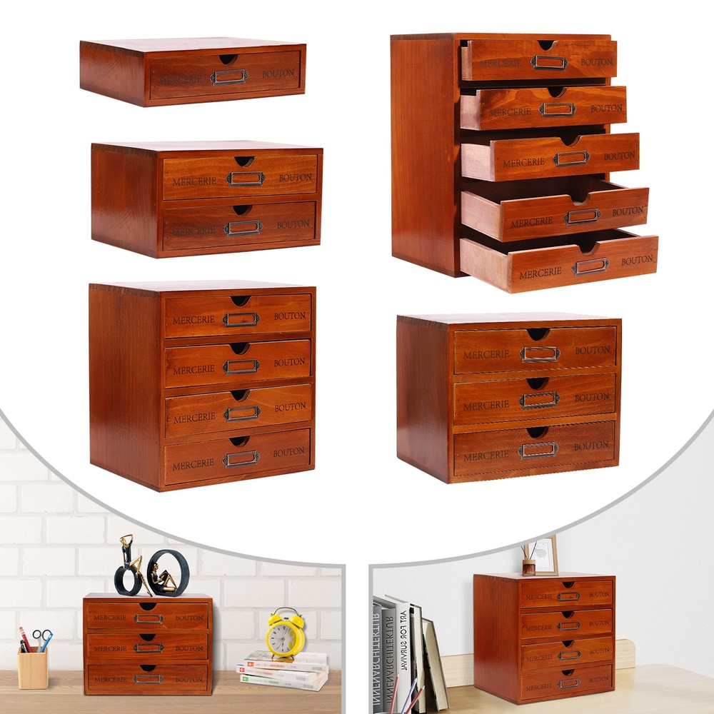 Desktop Organizer, Wooden Desktop Organizer, Wooden Storage Drawers for Tabletop