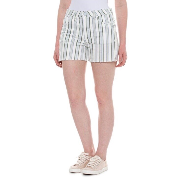 Pantalones Cortos Democracy Mujer 14 Crema Rayas Ab Solution Mamá Denim Jean Elastizados Nuevos