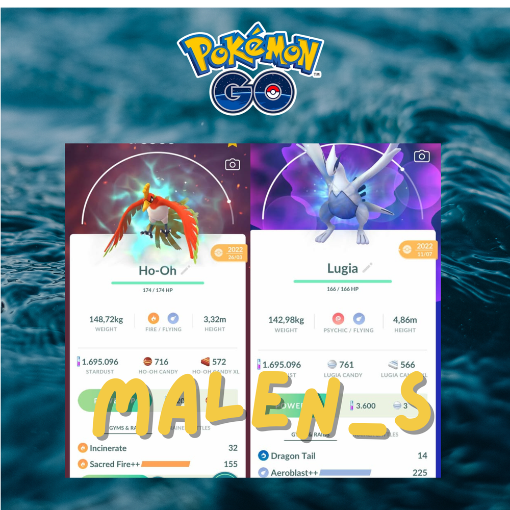 Pokémon Go🐬🐬APEX Lugia🐬HO-Oh🐬CAUGHT BEFORE 2025🐬Lv 50 With Special Move🐬