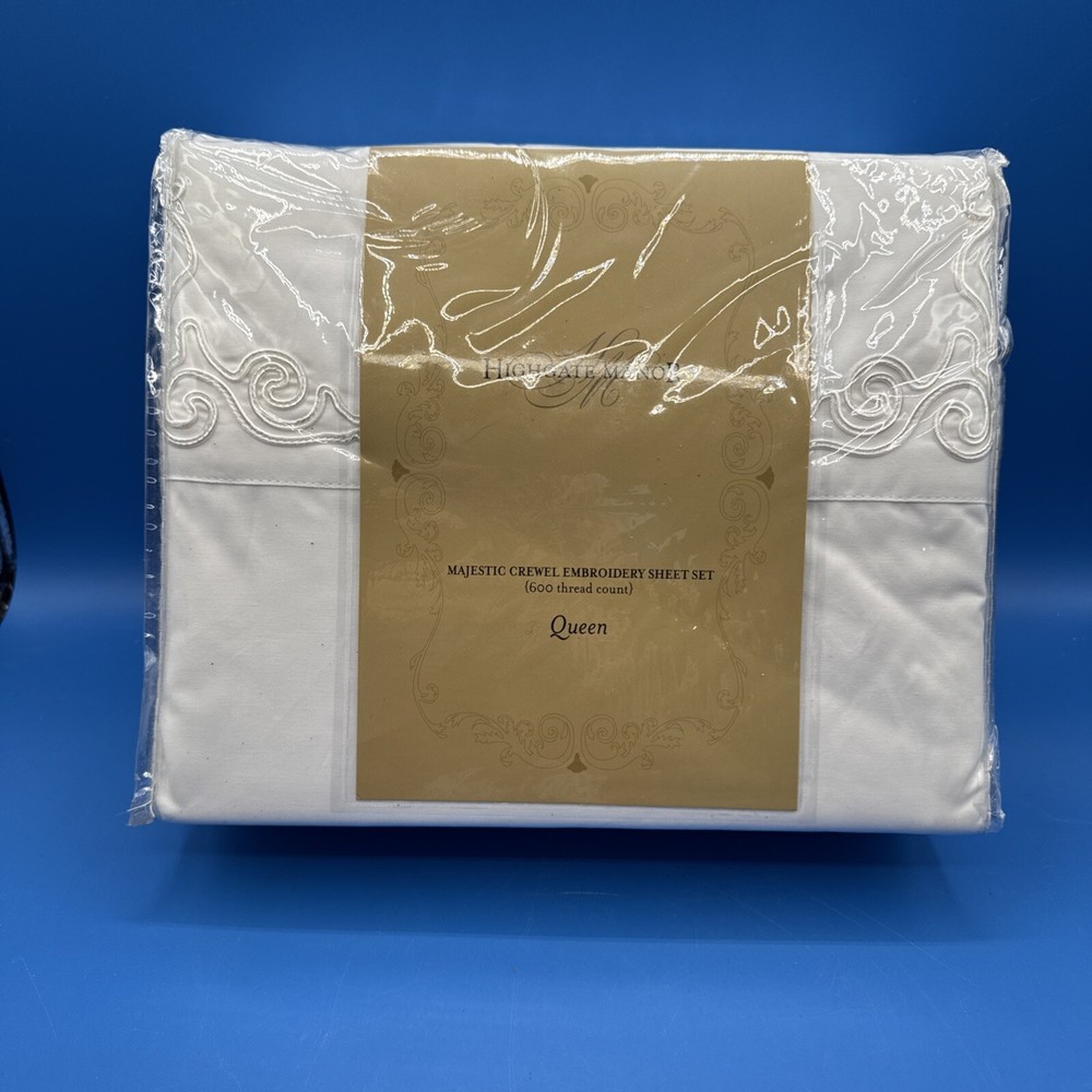 Highgate Manor Majestic Crewel Embroidery Queen Sheet Set 600 Thread Count