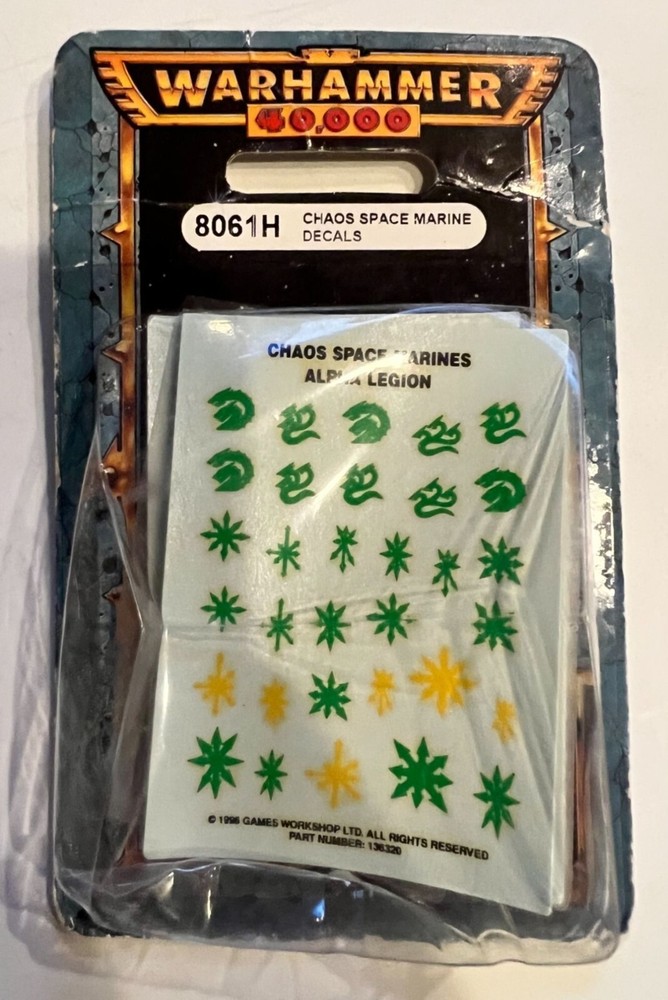 Warhammer 40K Chaos Space Marine Decals 8061H Sealed Pack 1997 Edition