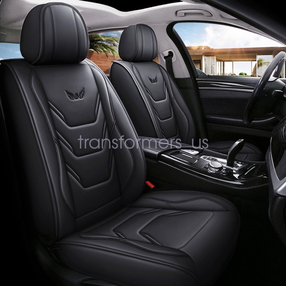 For Toyota Car Faux Leather Front & Rear Seat Cover Protector Cushion Black 5PCS