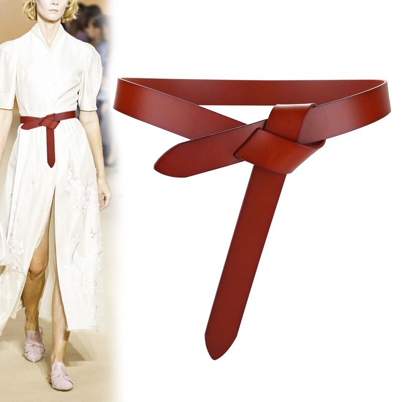 Women's Real Leather Waist Belt Wrap Around Self Tie Obi Cinch Waistband Boho