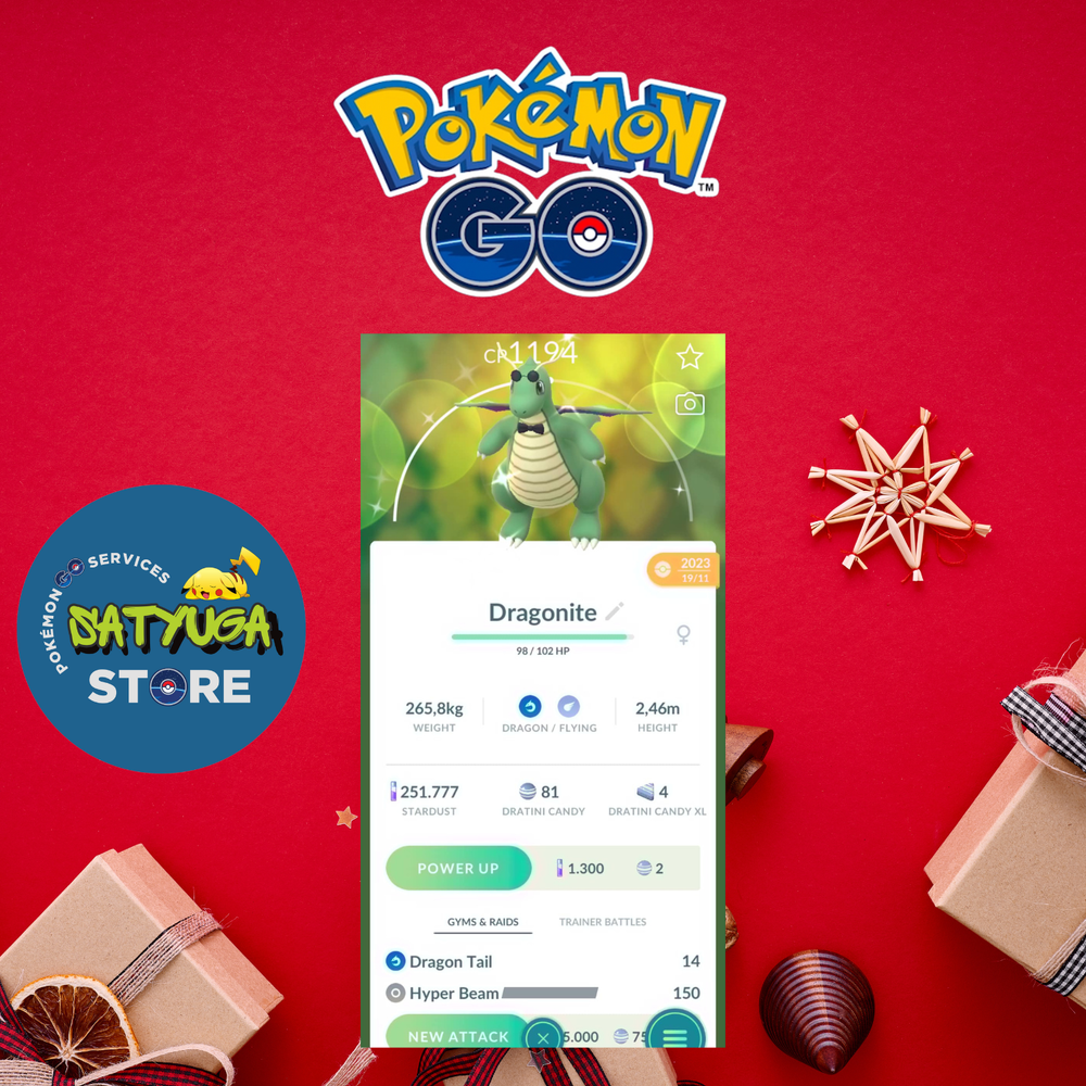 Shiny Dragonite with stylish glasses costume - 20k stardust trade