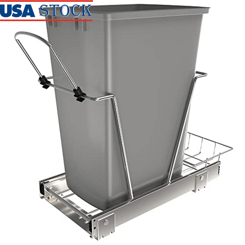 Pullout Trash Can Under Cabinet 35 Quart Waste Recycling Bin Easy Install New