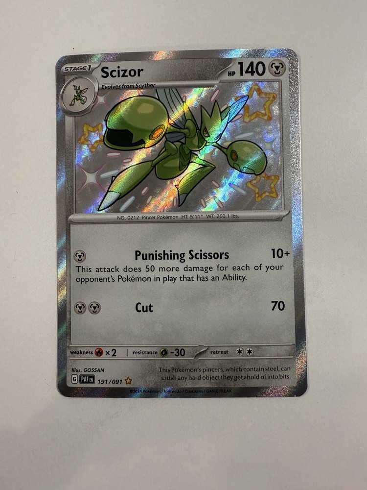 Pokemon TCG Scarlet & Violet Paldean Fates Scizor 191/091 Shiny Rare - NM
