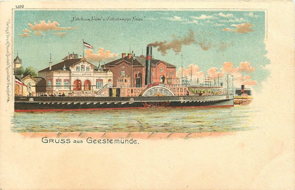 c1900 Germany Geeste Munde Steamboat Dock Grus Aus Postcard 25-7042