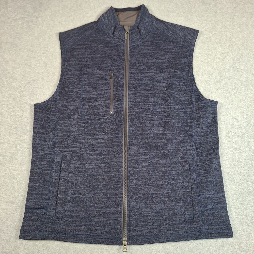 Johnnie O Tahoe Vest Men Large Admiral Blue Full Zip Lined Pockets Golf Fleece