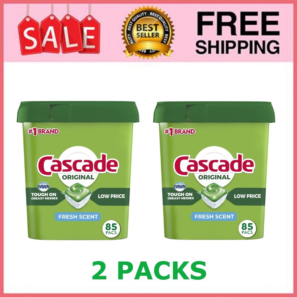 2P Cascade Complete Dishwasher-Pods ActionPacs Detergent Tabs Fresh Scent 78 Cou