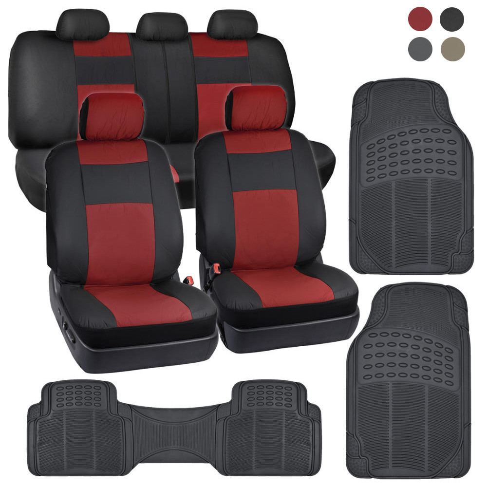 Full Interior Set All Weather Rubber Floor Mats+PU Leather Car Seat Covers⭐⭐⭐⭐⭐