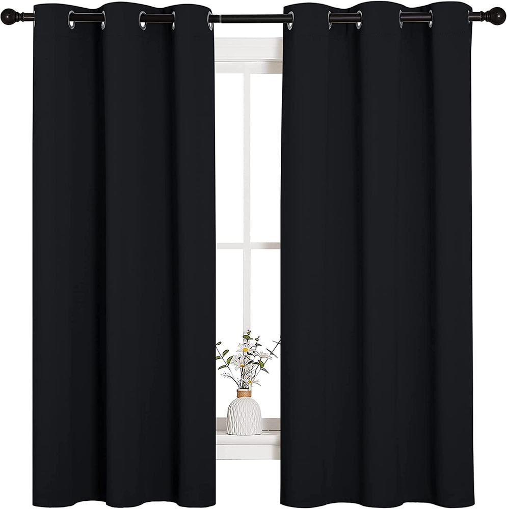 Halloween Pitch Black Solid Thermal Insulated Grommet Blackout Curtains/Drapes f