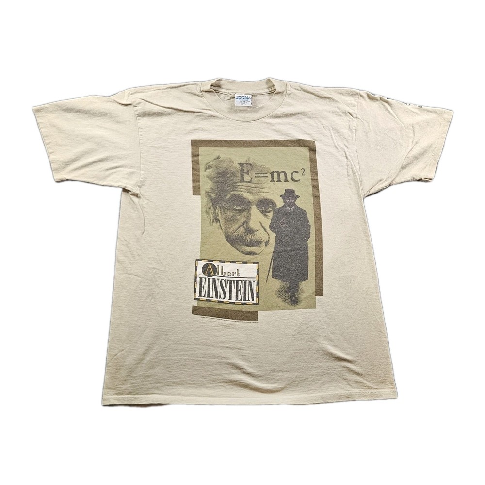 Vintage Albert Einstein E=MC2 Big Face 90s T-Shirt Size XL FAST SHIPPING