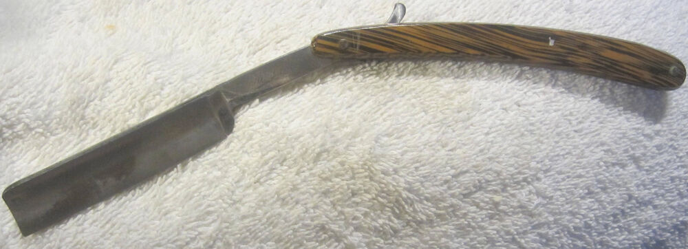 Vintage Ernst Kaiser Revolt Straight Razor Solingen Germany Wood Grain