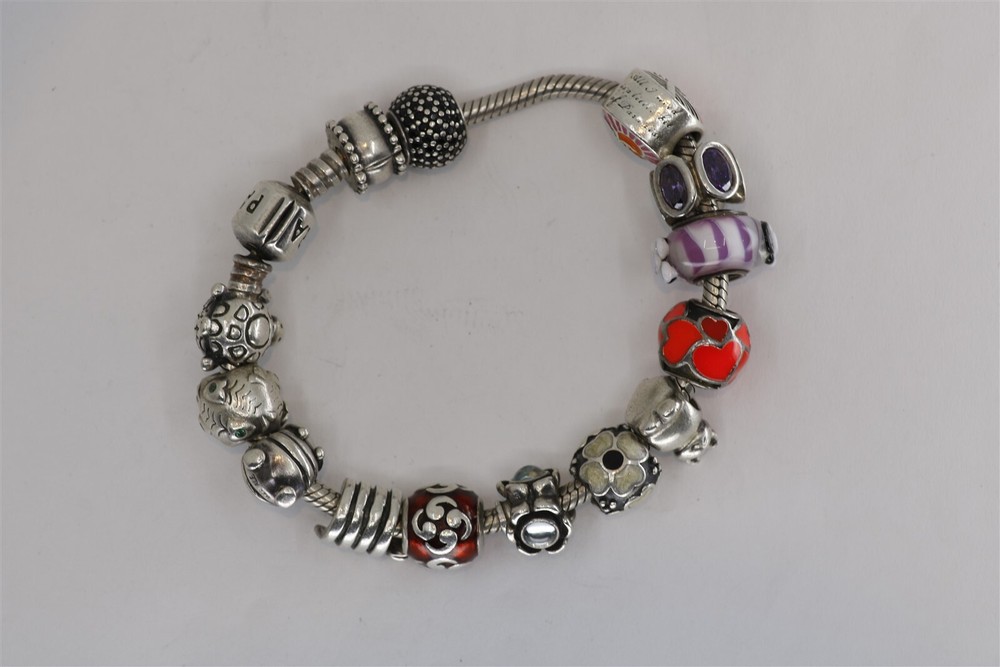 Vintage Pandora Charm Bracelet in 925 Sterling Silver 7 Inch
