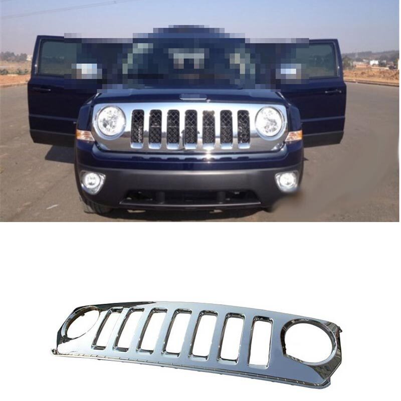 Front Cover Trim Chrome For Jeep Patriot 2011 2012-2016 Center Mesh Grille Grill