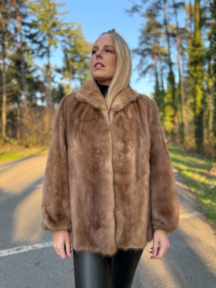 Pastel Mink Jacket, Medium Size, High-Quality Fur, Brown Mink Jacket, Soft Thick