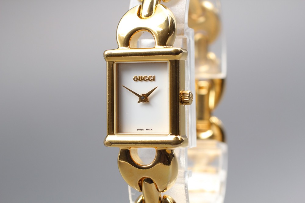 Gucci 1800L Change Belt Gold White Dial Quartz Womens Watch Near Mint Japan