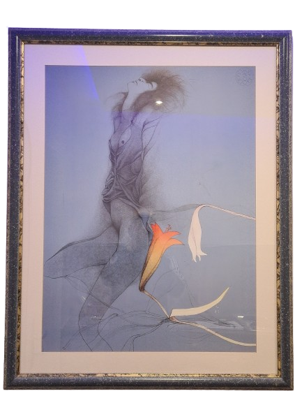 Bruno Bruni Litography Colour Print Painting Nude Frame 98x78cm