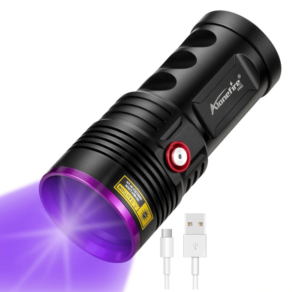 36W 365nm USB Rechargeable UV Flashlight Blacklight Torch H42UV