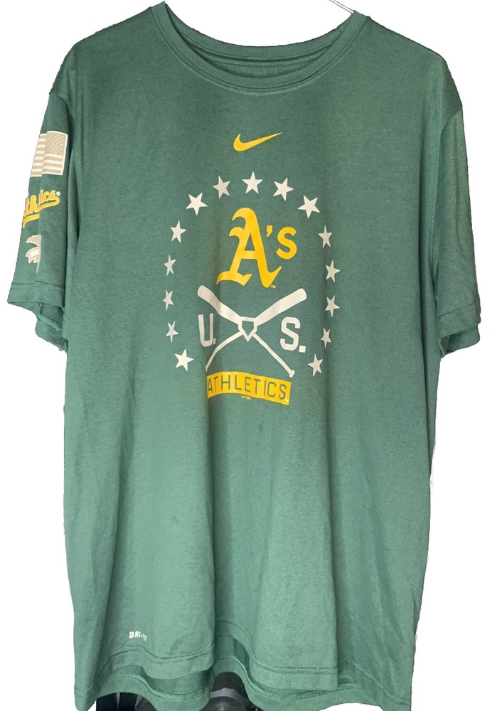 Nike Oakland Athletics A’s Shirt Adult XL Green Short Sleeve Dri-Fit Mens