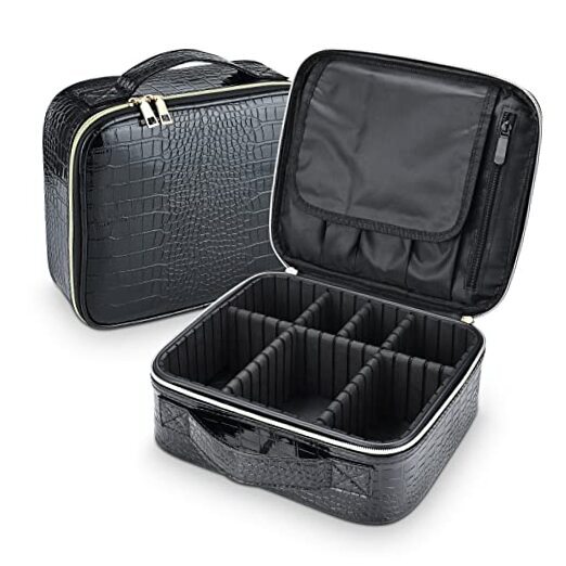 PU Leather Makeup Bag travel organizer Crocodile Cosmetic Small Black Crocodile