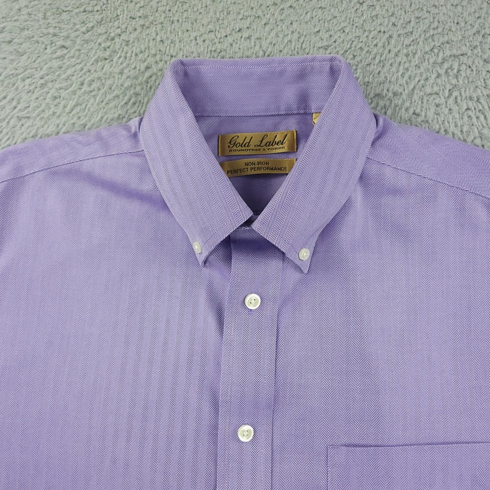 Roundtree & Yorke Gold Label Shirt Mens Large Purple Non Iron Short Sleeve