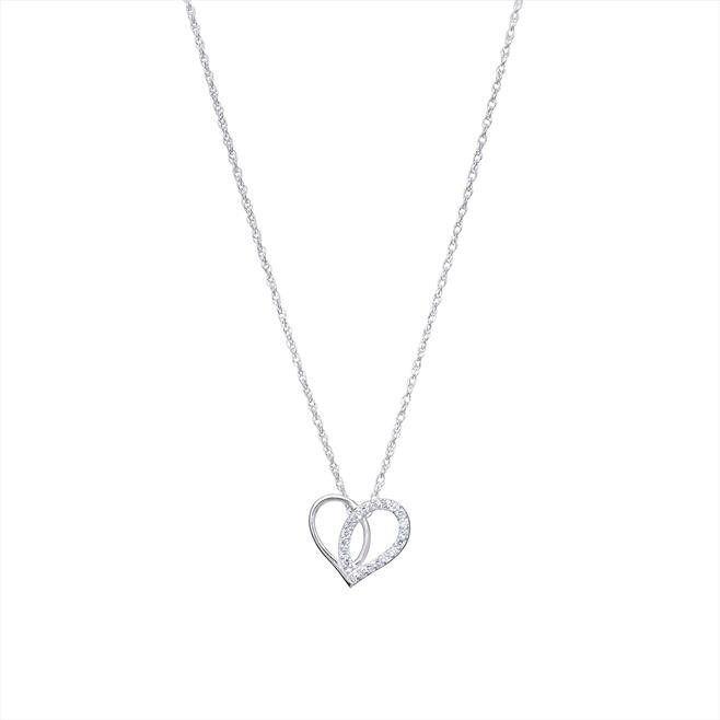 Sterling Silver CZ Heart Necklace with Free Gift Pouch, Elegant, and Timeless