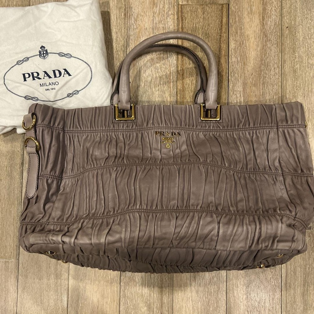 PRADA Nappa Gofu Leather 2-Way Shoulder Tote Bag Japan Import