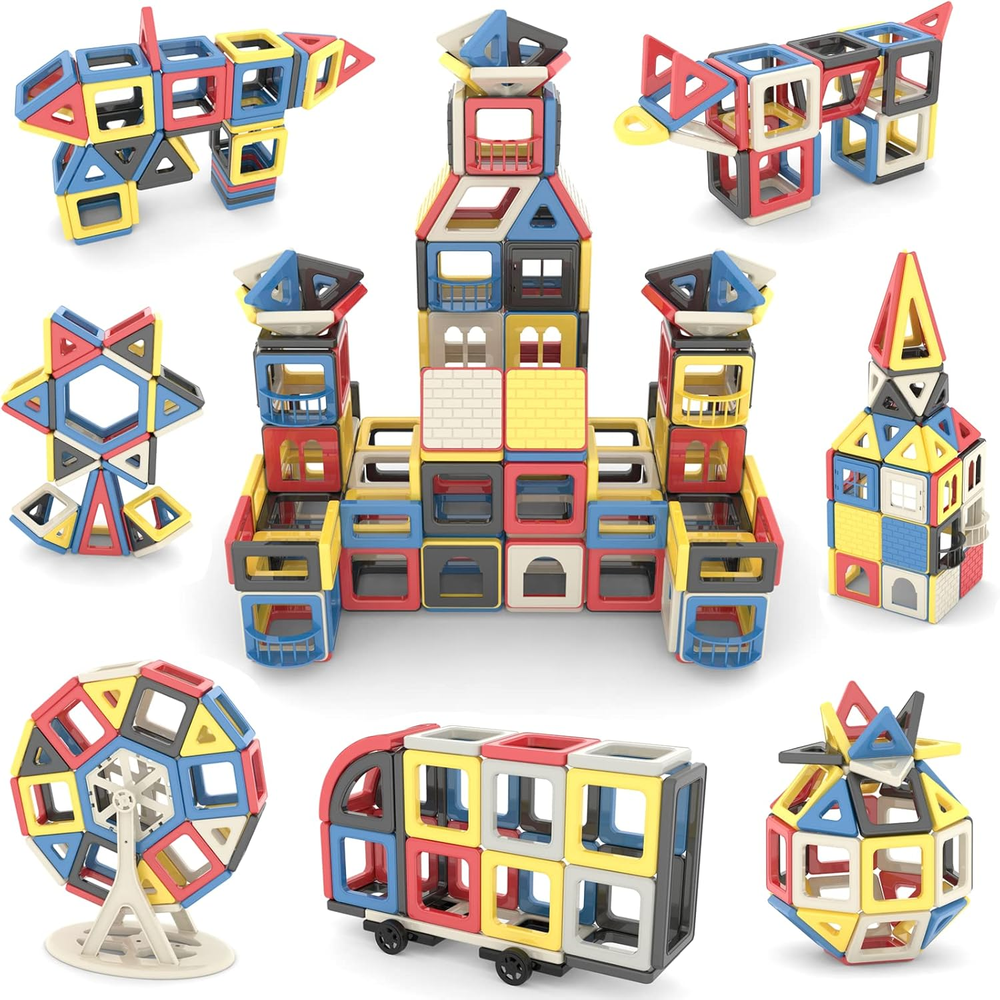 Magnetic Building Tiles 173 Pcs 3D Mini Magnetic Stacking Blocks Kids Learning S