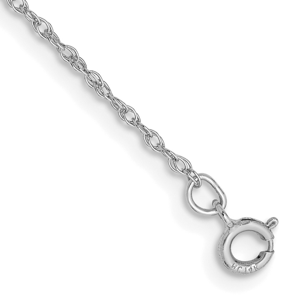 14K White Gold .8mm Light Baby Rope Chain with Spring Ring Clasp Anklet 9