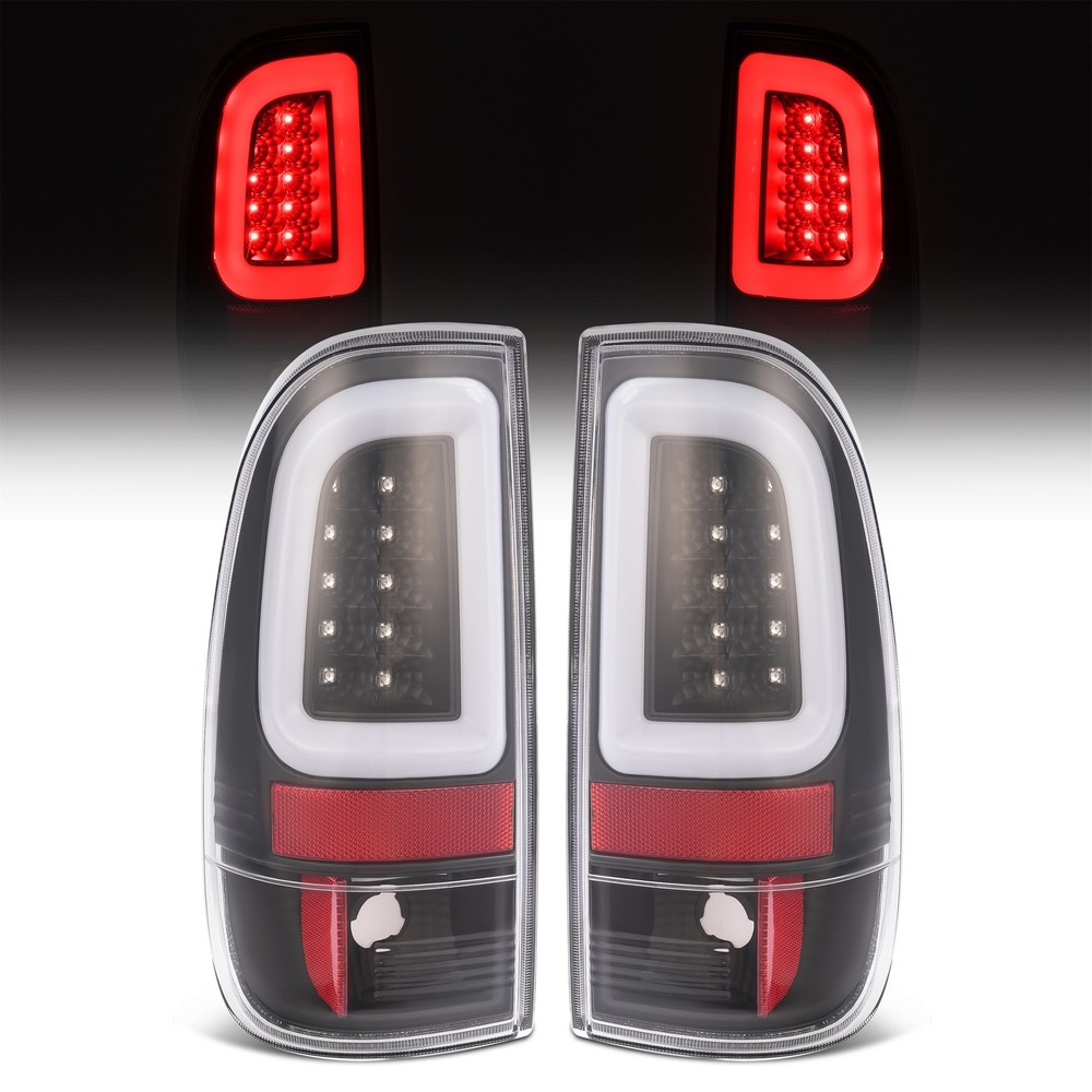 LED Tube Tail Lights Clear Lens For Ford F150 97-04 F250/F-350/F-450/F-550 99-07