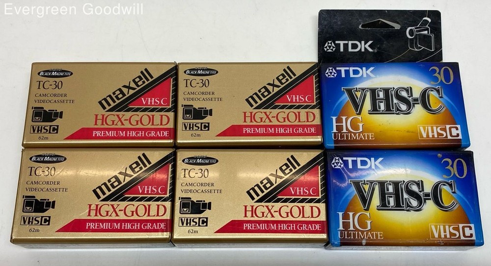 Mixed Lot of VHS C Camcorder Video Cassettes Blank Tapes Sealed TDK Maxell