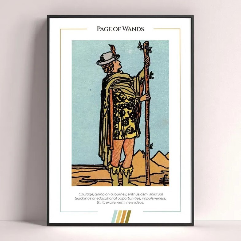 Page of Wands Tarot Card Art Print and Digital Download Poster
