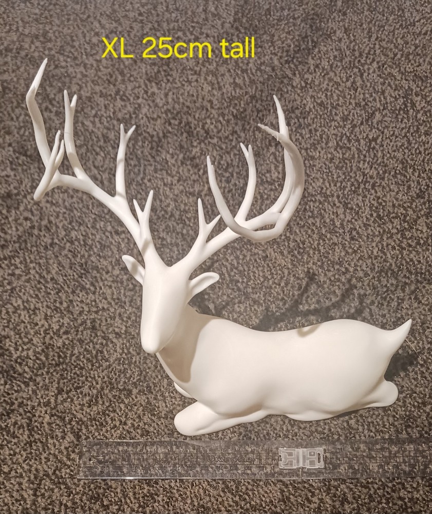 2x Large Christmas Deer Decoration Standing And Seated Plastic Reindeer UK Made