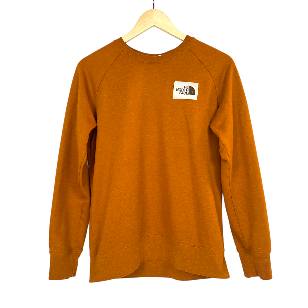 The North Face Orange Fleece Crewneck Sweatshirt Cotton Blend Pullover Women's M