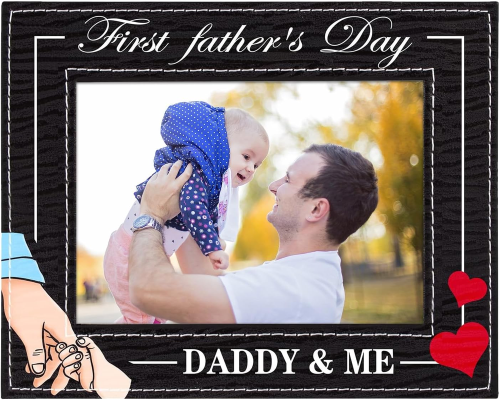 First Fathers Day Picture Frame - 6x8 Wood Gift for New Dad-image