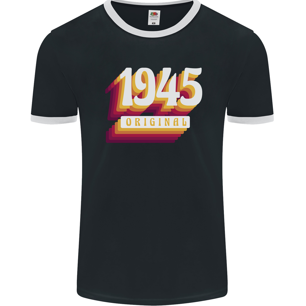 Retro 80th Birthday Original 1945 Mens Ringer T-Shirt FotL