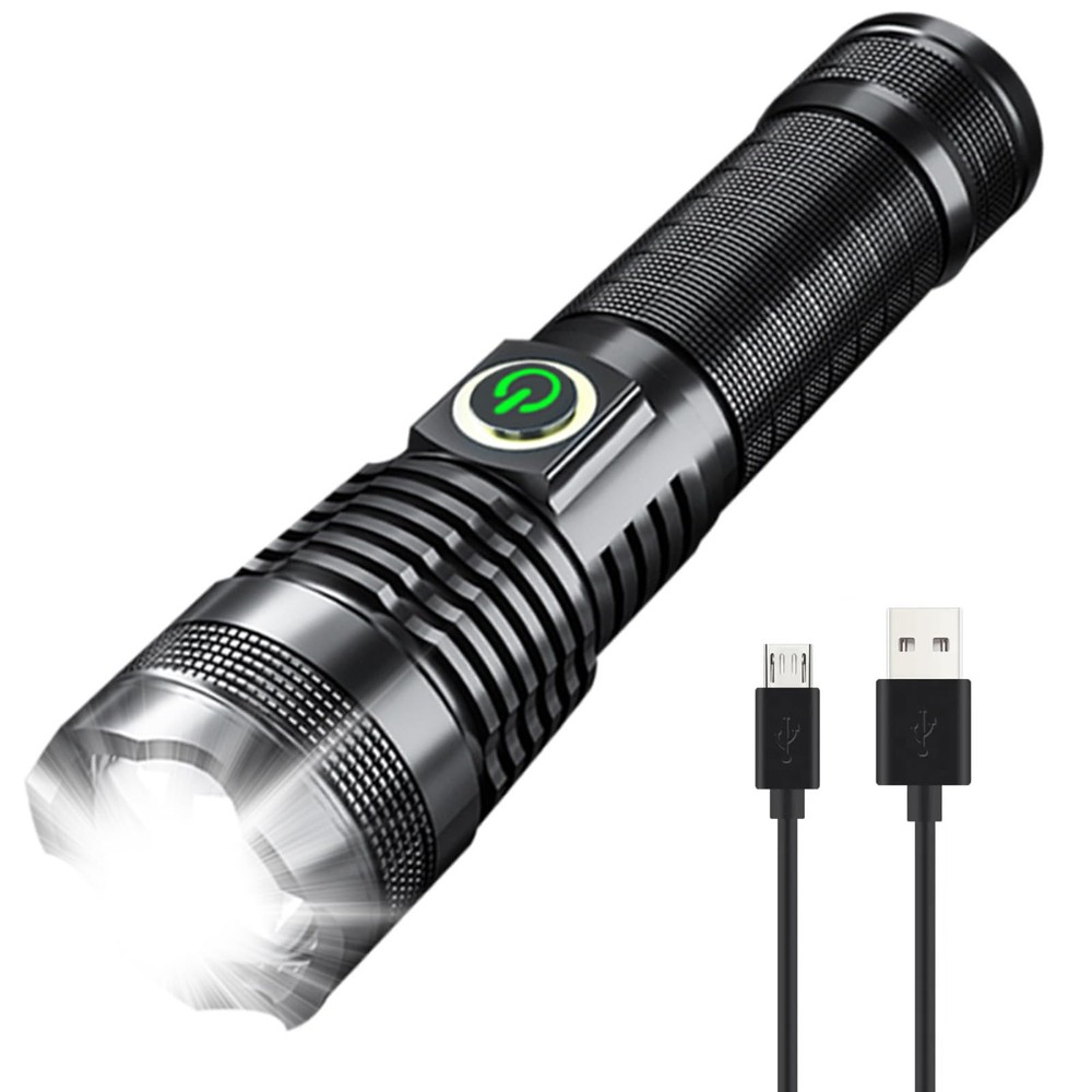 600000 High Lumen Handheld Flashlight Rechargeable LED Tactical Flashlight wi...