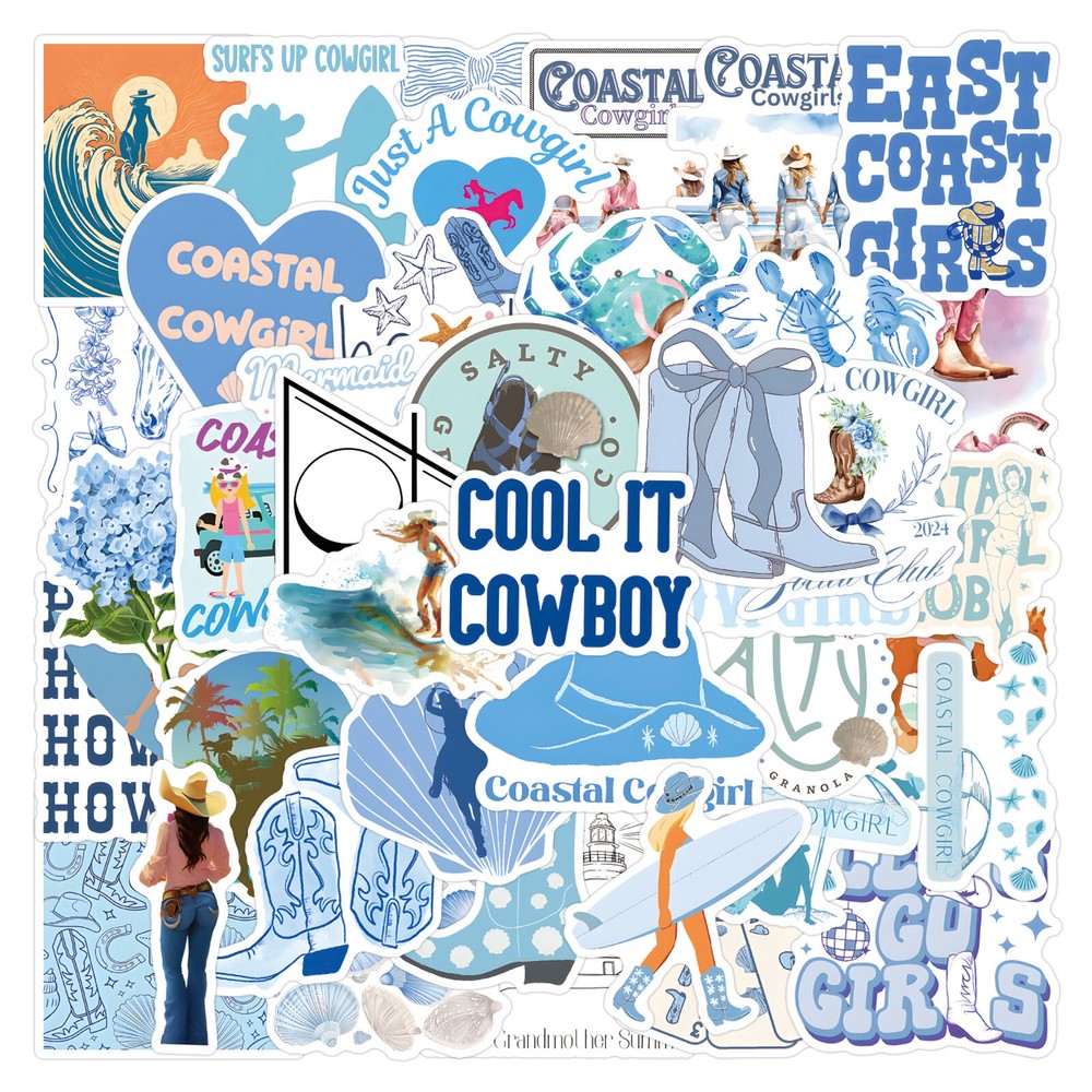 110Pcs Coastal Cowgirl Stickers for Phone Case water bottles laptop Waterproof