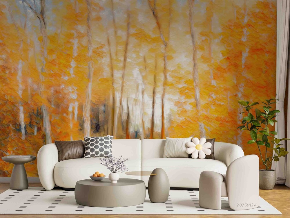 3D Autumn Woods Path Watercolor Wall Murals Wallpaper Murals Wall Sticker 7