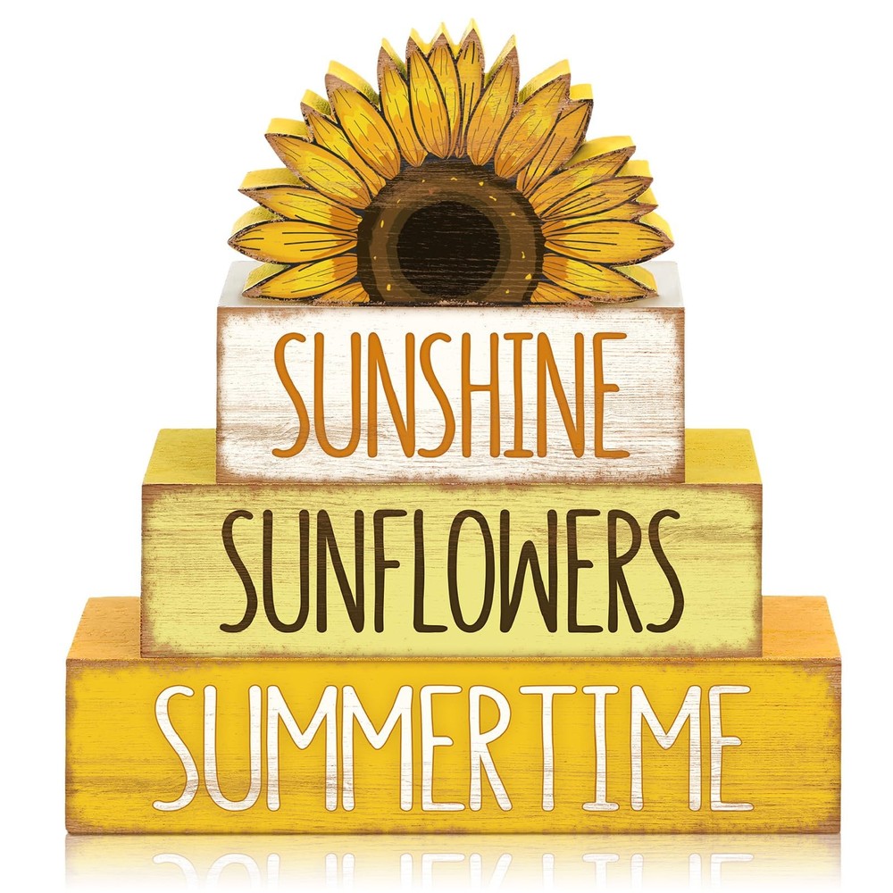 4 Pcs Summer Wooden Tiered Tray Decor Farmhouse Rustic Table Decor Books Stac...